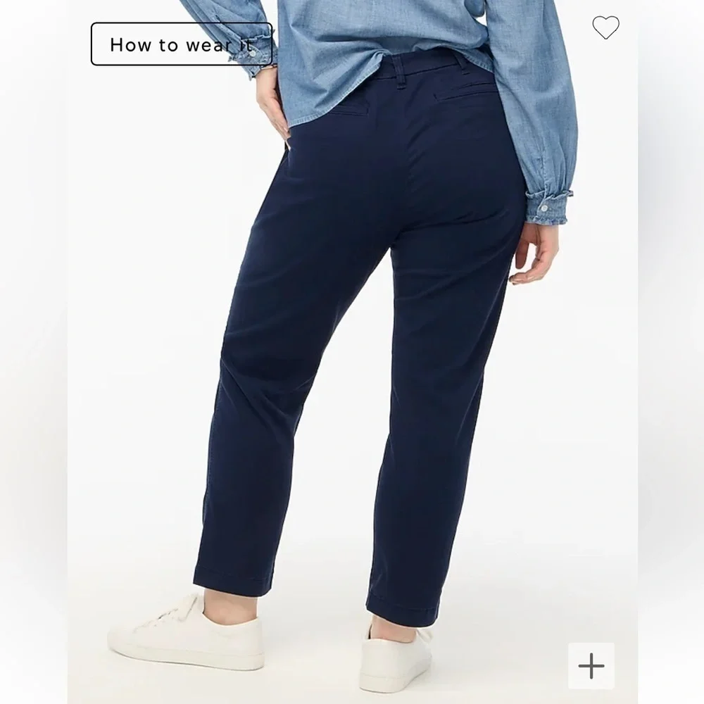 J Crew Navy Blue Petite 12 High Rise Girlfriend Chino Pants